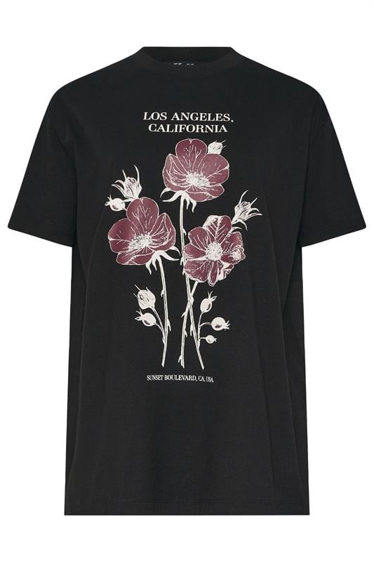 LTS Tall Black Flower Graphic T-Shirt | Long Tall Sally 5