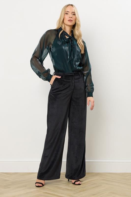Tall  LTS Tall Black Velvet Palazzo Trousers