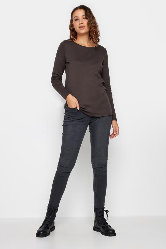 LTS Tall Dark Brown Long Sleeve Cotton T-Shirt | Long Tall Sally  2