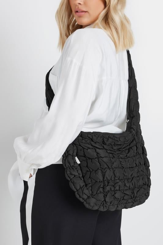 Black Padded Quilted Cross Body Bag | Yours Clothing  1