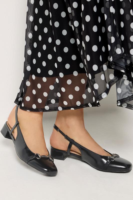 LTS Black Snaffle Slingback Heel In Standard Fit | Long Tall Sally 1