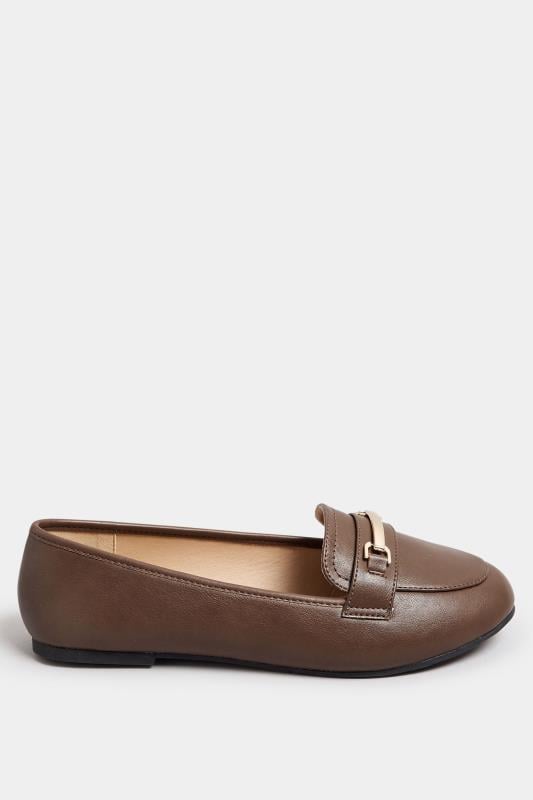 Brown Faux Leather Loafers In Extra Wide EEE Fit | Yours Clothing  3