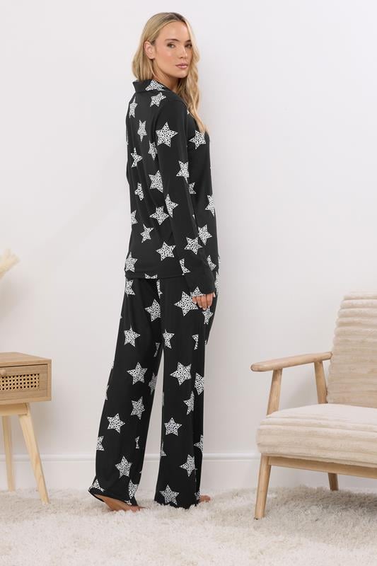 LTS Tall Black Soft Touch Star Pyjama Set | Long Tall Sally 3