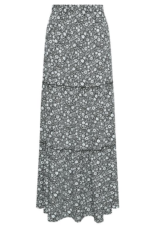 LTS Tall Women's Black & White Ditsy Floral Print Tiered Maxi Skirt | Long Tall Sally 5