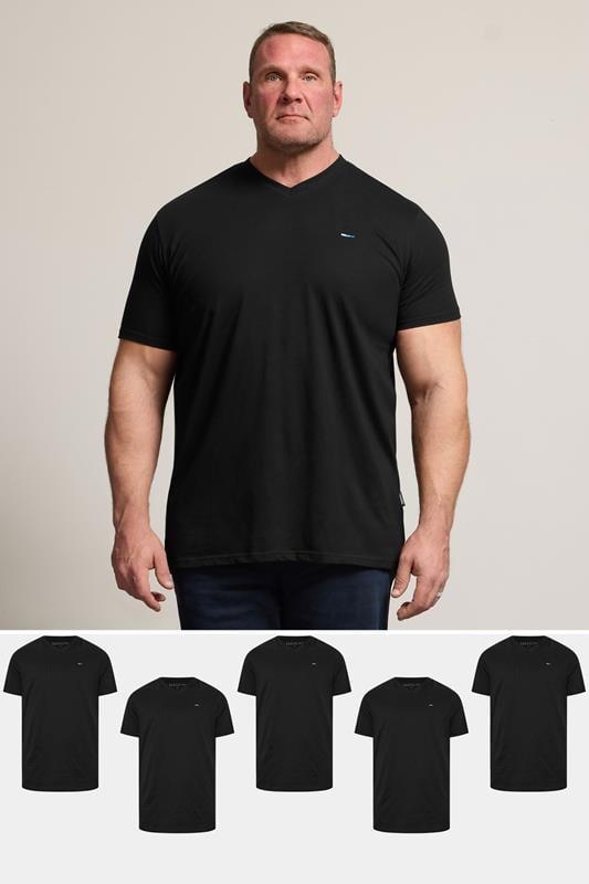 BadRhino Big & Tall Black 5 Pack V-Neck T-Shirts | BadRhino 1