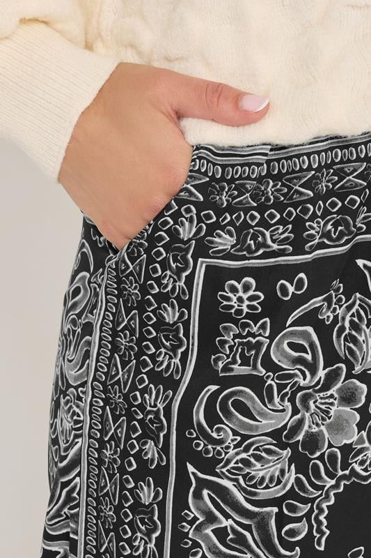 LTS Tall Black Paisley Wide Leg Trousers | Long Tall Sally 4