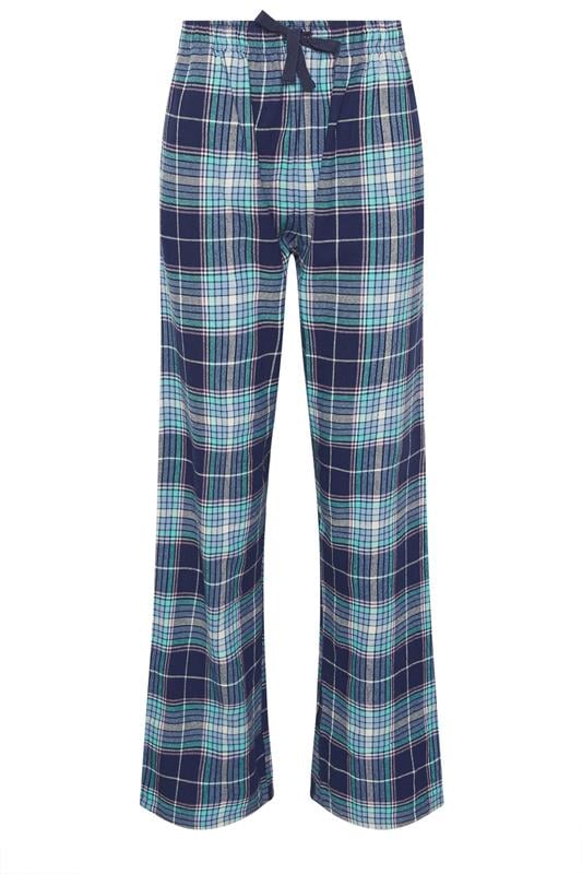 LTS Tall Blue Cotton Check Pyjama Bottoms | Long Tall Sally 5