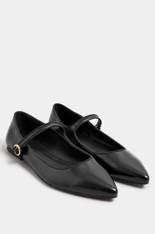 LTS Black Mary Jane Point Flats In Standard Fit | Long Tall Sally  3