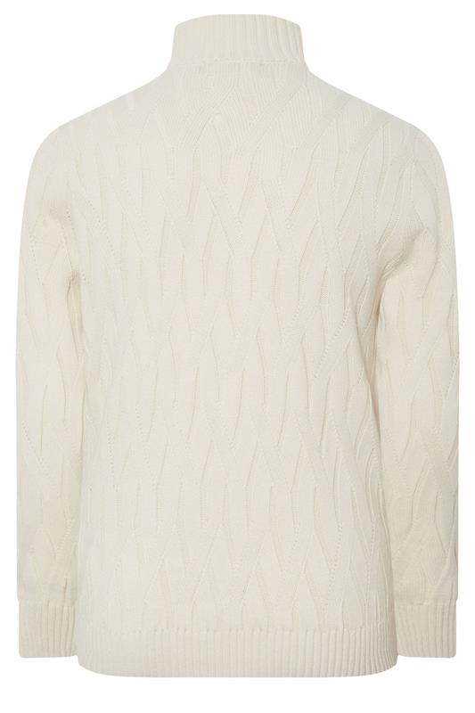 BadRhino Big & Tall Marshmallow Cream Cable Knit Quarter Zip Jumper | BadRhino 6