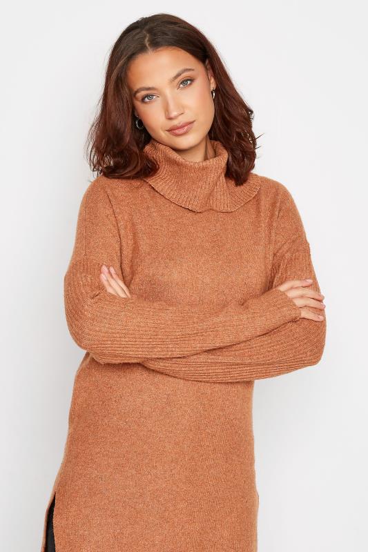 LTS Tall Women's Orange Turtle Neck Knitted Tunic Jumper | Long Tall Sally 4