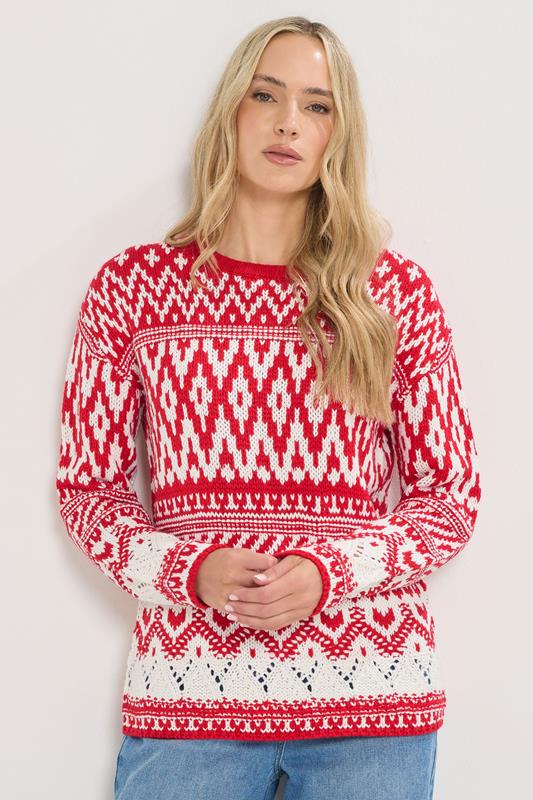 LTS Tall Red & White Fairisle Jumper | Long Tall Sally 1