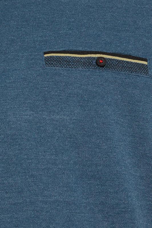 D555 Big & Tall Blue Jacquard Pique Polo Shirt | BadRhino 3