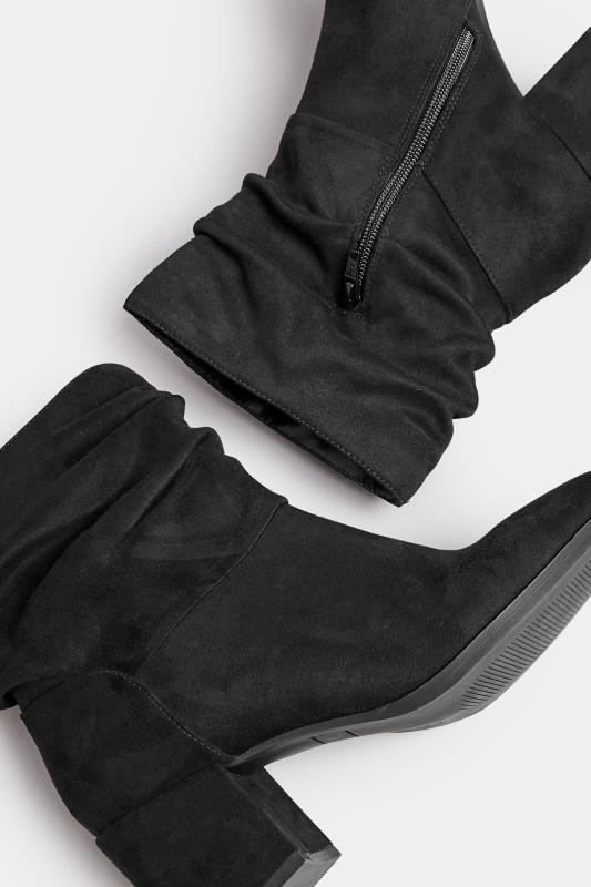 Black Faux Suede Slouch Ankle Boots In Wide E Fit & Extra Wide EEE Fit | Yours Clothing 5