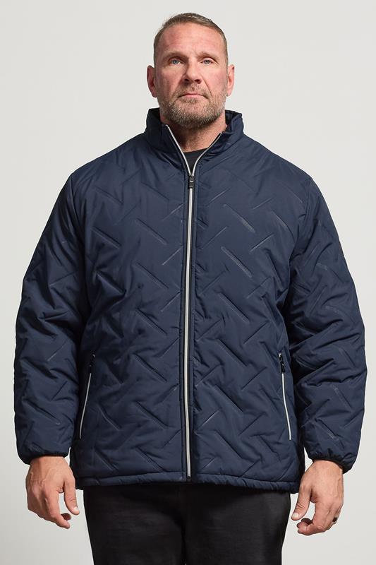 D555 Big & Tall Navy Blue Quilted Padded Jacket
