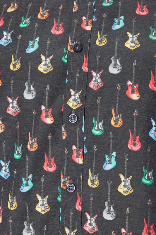 D555 Big & Tall Navy Blue Guitar Print Shirt | BadRhino 3