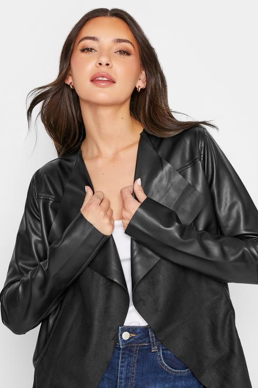 Tall Women's LTS Black Faux Leather Waterfall Jacket | Long Tall Sally  4