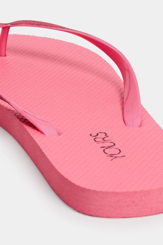 Pink Flip Flops In Extra Wide EEE Fit | Yours Clothing 4