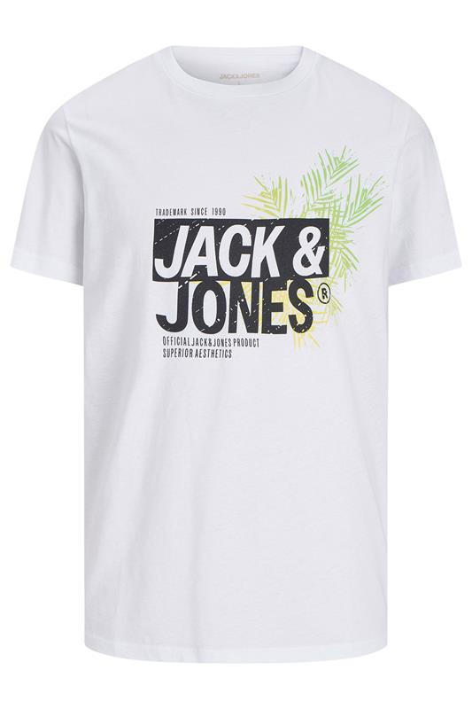 JACK & JONES Big & Tall White Contrast Logo Print T-Shirt | BadRhino 3