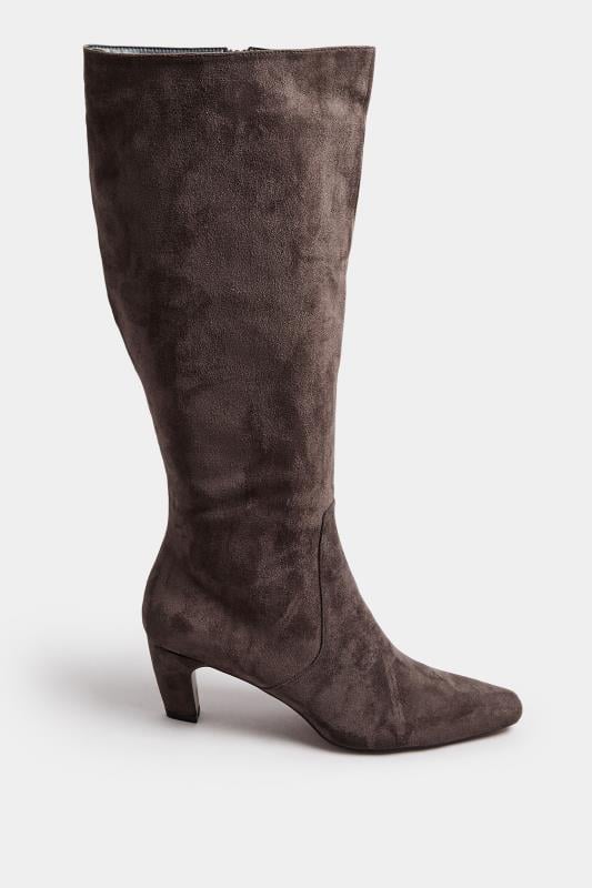 LTS Chocolate Brown Faux Suede Knee High Boots In Standard Fit Long Tall Sally