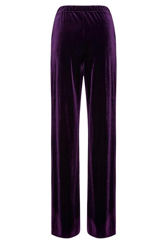 LTS Tall Women's Purple Velvet Wide Leg Stretch Trousers | Long Tall Sally 6