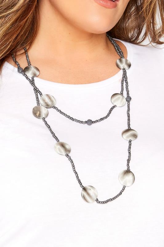 Grey Circular Beaded Necklace | Yours Clothing 1