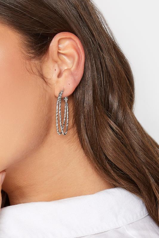 3 PACK Silver Tone Textured Hoop Earring Set | Yours Clothing 2