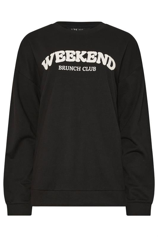 LTS Tall Black 'Weekend Brunch Club' Slogan Lounge Top | Long Tall Sally 1
