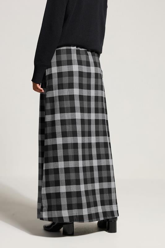 LTS Tall Black Cotton Check Side Tie Maxi Skirt | Long Tall Sally 3