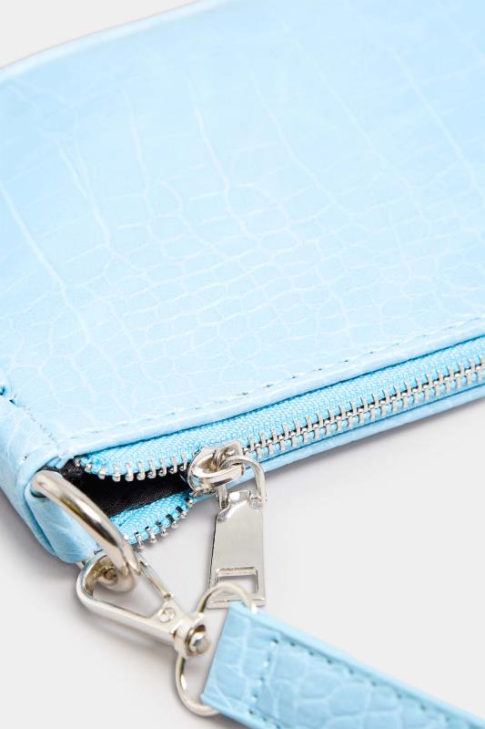 Light Blue Faux Croc Shoulder Bag | Yours Clothing 5