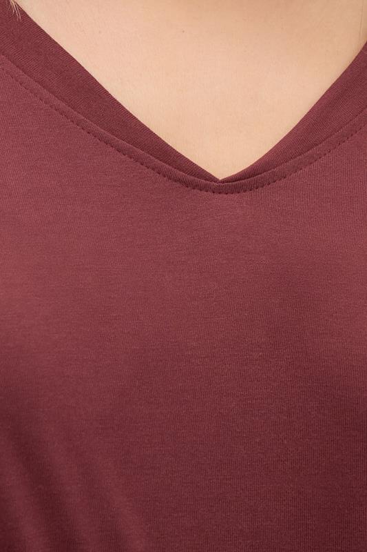 LTS PREMIUM Tall Burgundy Red Long Sleeve V-Neck Top | Long Tall Sally 4