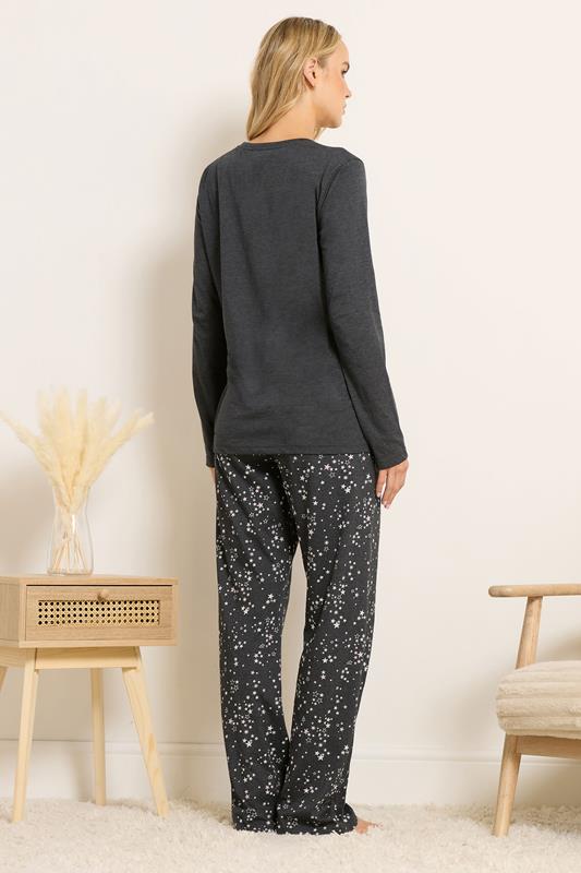 LTS Tall Grey 'Night Sky' Slogan Wide Leg Pyjama Set | Long Tall Sally 3