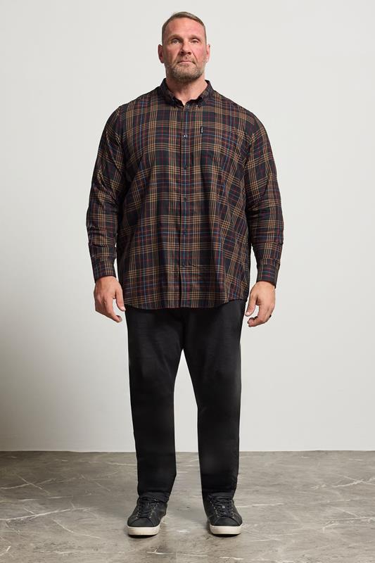 BEN SHERMAN Big & Tall Navy Blue Check Shirt | BadRhino 2