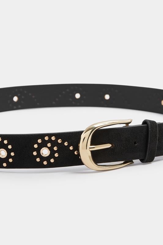 Black Faux Suede Stud Detail Belt | Yours Clothing 4