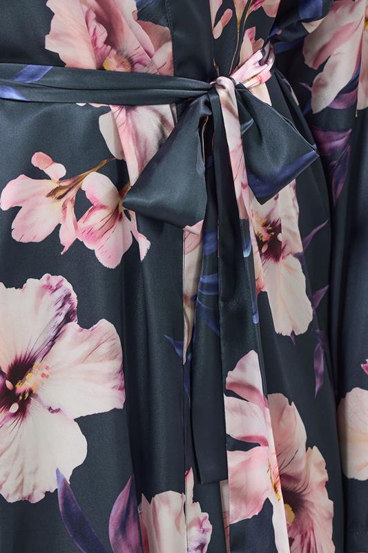 LTS Tall Grey Floral Maxi Satin Robe | Long Tall Sally 4