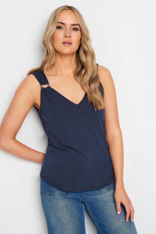 LTS Tall Navy Blue Ribbed Vest Top | Long Tall Sally 2