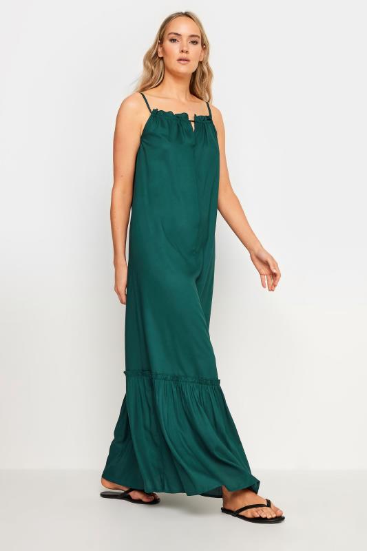 LTS Tall Women's Green Ruched Neck Maxi Dress | Yours Clothing 3