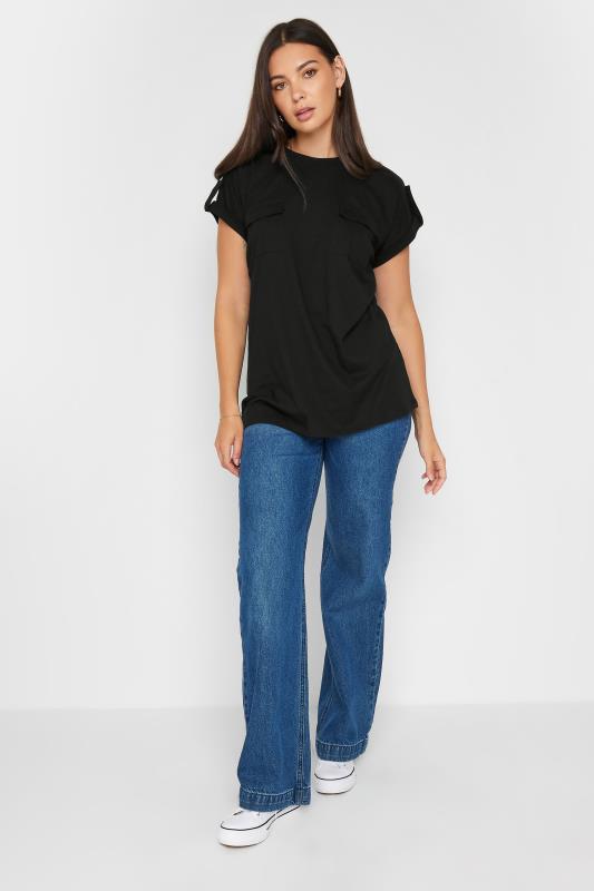 LTS Tall Black Pocket Detail Cotton T-Shirt | Long Tall Sally 2
