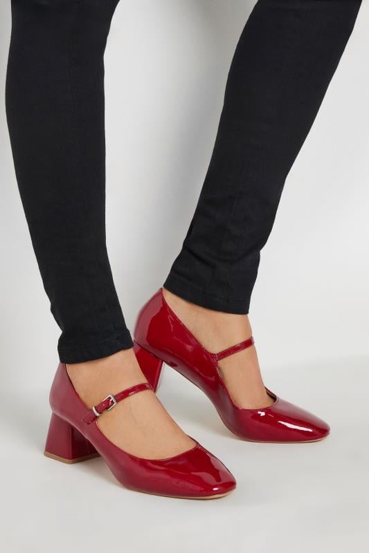 Tall  LTS Red Patent Mary Jane Heels In Standard Fit