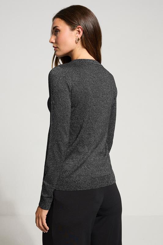 LTS Tall Black Metallic Crew Neck Cardigan | Long Tall Sally 3