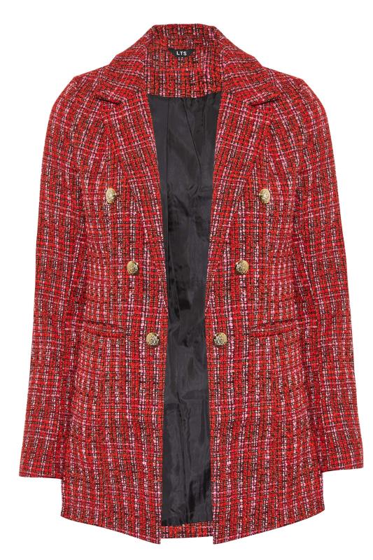 LTS Tall Womens Red & Pink Check Boucle Blazer  | Long Tall Sally  5