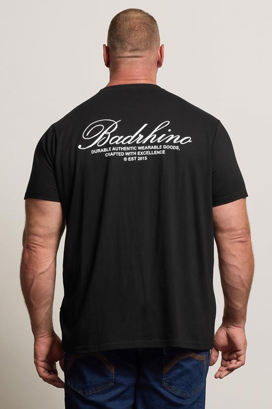 BadRhino Big & Tall Black Logo Back Print T-Shirt | BadRhino 3