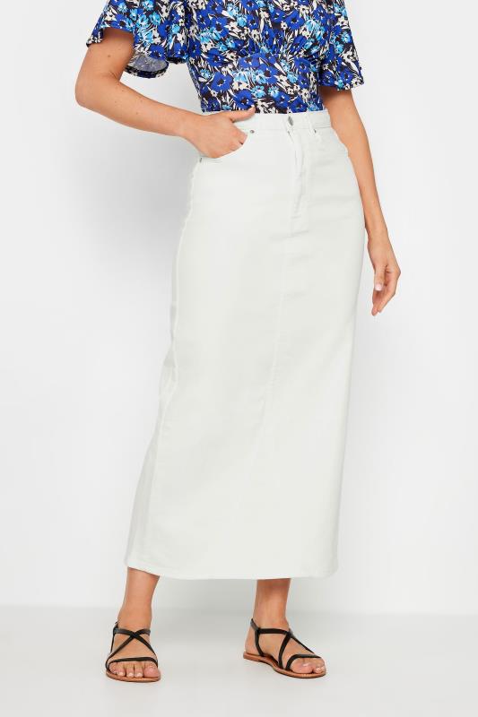 Tall  LTS Tall White Denim Maxi Skirt