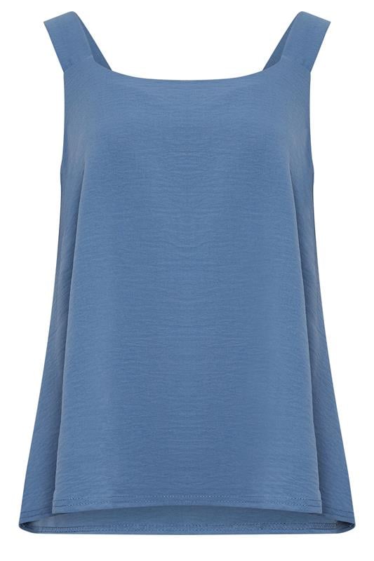 LTS Tall Women's Denim Blue Linen Look Vest Top | Long Tall Sally 6
