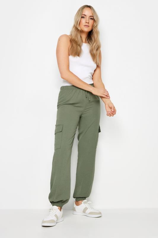 LTS Tall Women's Khaki Green Crepe Cuffed Cargo Trousers | Long Tall Sally 1