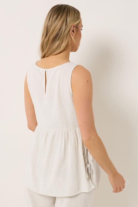 LTS Tall Women's Maternity Cream Tie Side Linen Peplum Top | Long Tall Sally 2