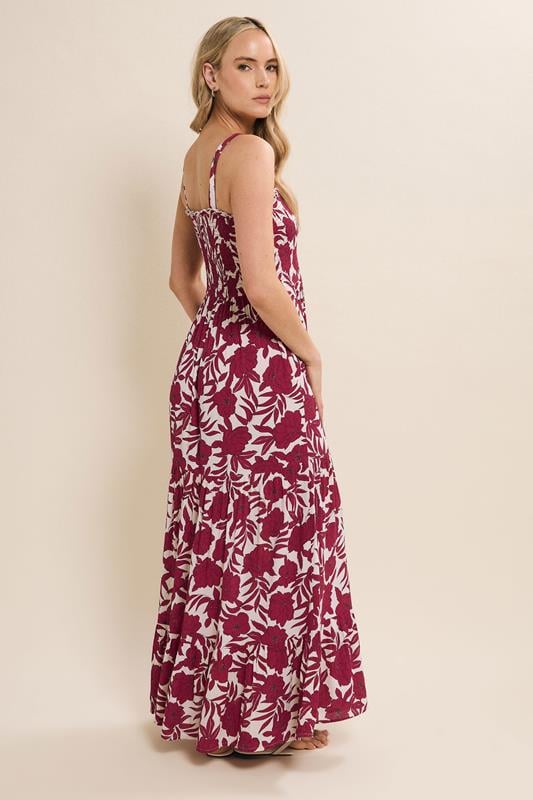 LTS Tall Red Abstract Floral Shirred Maxi Dress | Long Tall Sally 4