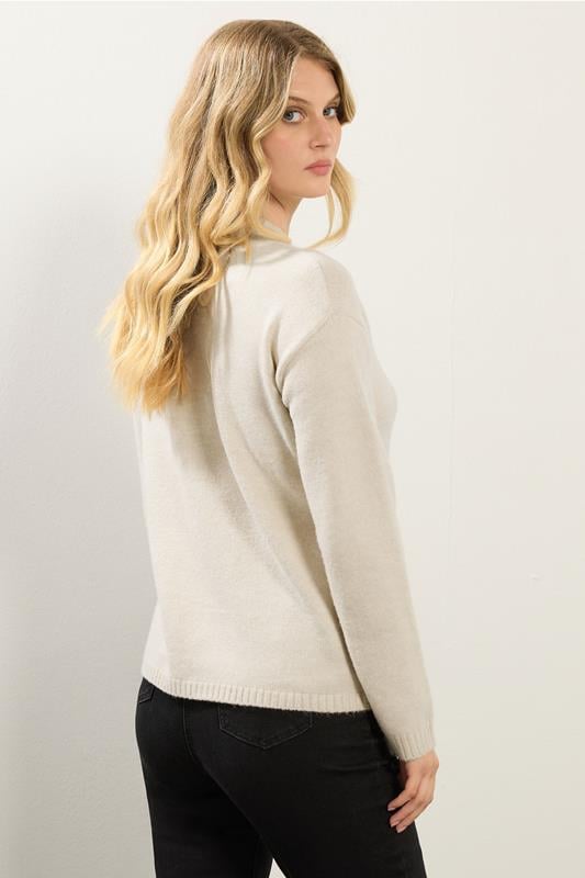 LTS Tall Cream Knitted Bow Front Cardigan | Long Tall Sally 3