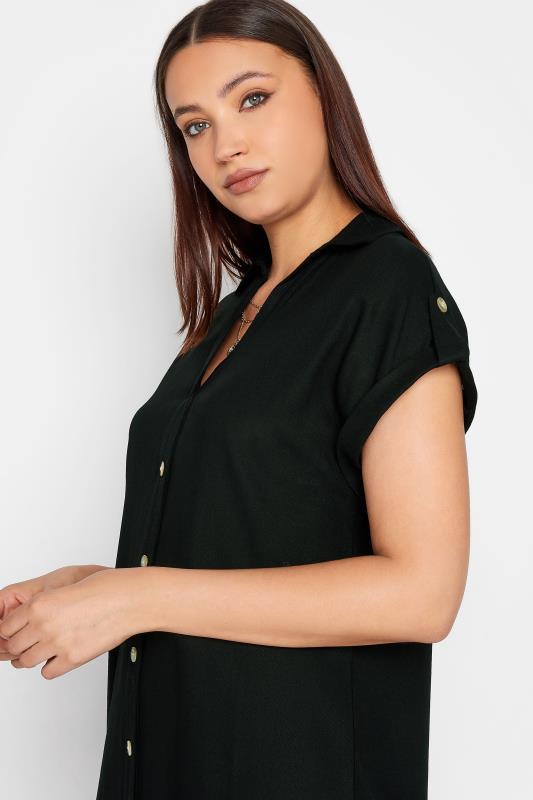 LTS Tall Women's Black Linen Look Button Through Shirt Dress | Long Tall Sally  4