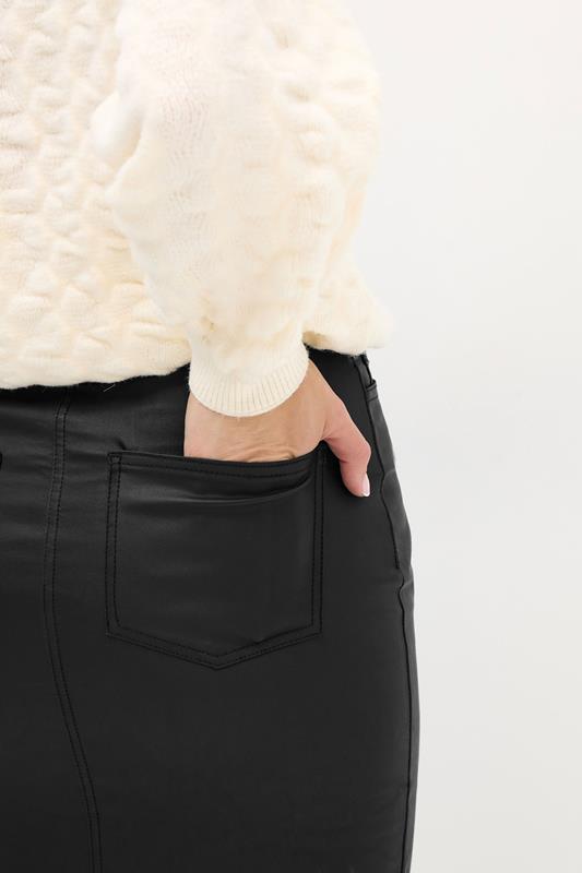 LTS Tall Black Coated Front Slit Skirt | Long Tall Sally 4