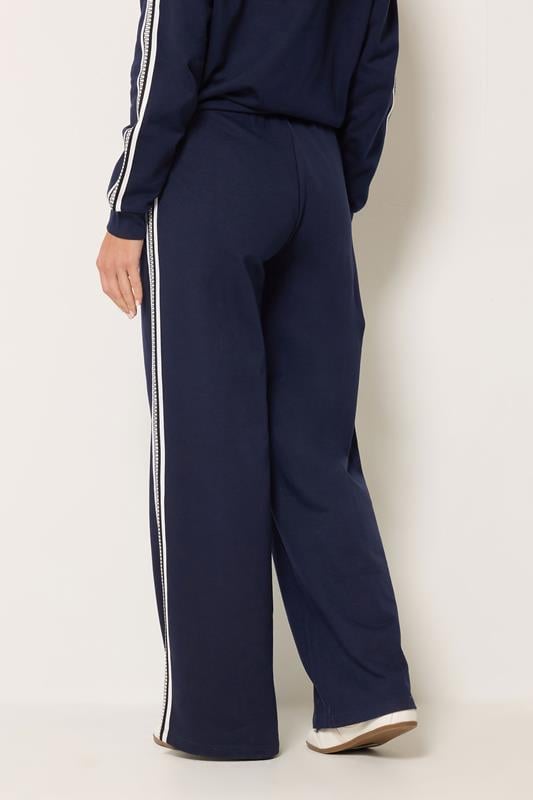 LTS Tall Women's Navy Blue Side Tape Wide Leg Joggers | Long Tall Sally 2